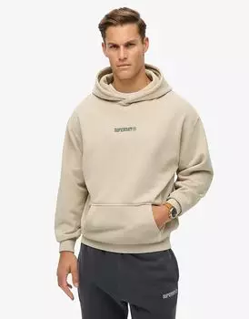 Свободная толстовка с капюшоном и микрологотипом в сером цвете Superdry