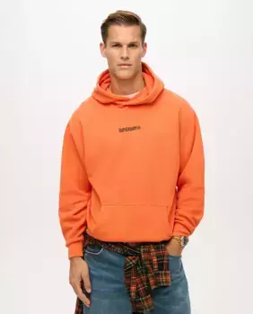 Свободная толстовка с капюшоном и принтом микрологотипа Superdry, оранжевый
