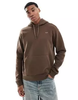 Свободная толстовка с капюшоном Icon коричневого цвета Hollister