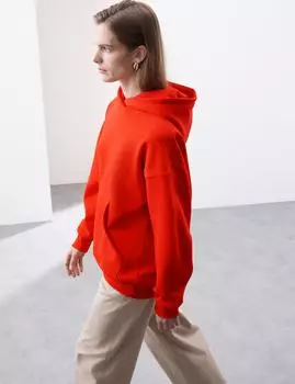 Свободная толстовка с капюшоном из хлопковой смеси Autograph, цвет Tomato