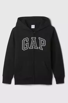 Свободная толстовка с капюшоном из искусственного меха на молнии с логотипом (4 13 лет) Gap, черный