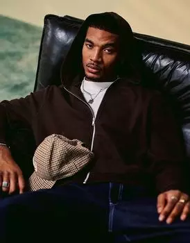 Свободная толстовка с капюшоном на молнии с вафельным узором коричневого цвета ASOS DESIGN