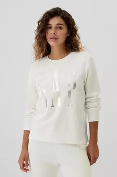 Свободная толстовка с круглым вырезом и логотипом Gap, белый