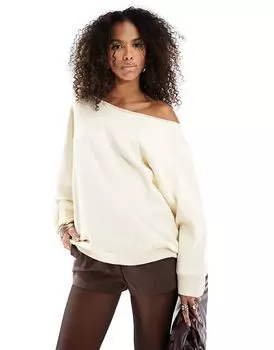 Свободная толстовка с открытыми плечами белого цвета ASOS DESIGN