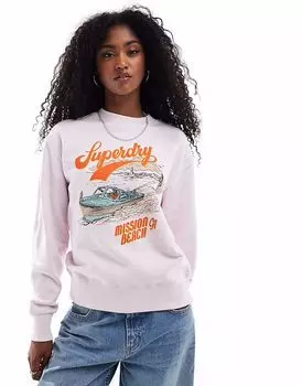 Свободная толстовка Superdry Souvenir с графическим принтом в цвете «Cradle Pink»