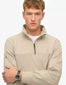 Свободная толстовка Superdry Tech с застежкой-молнией на половину длины, серо-коричневого цвета с эффектом потертости