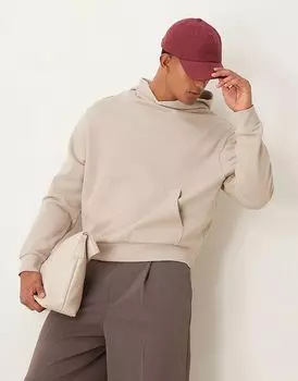 Свободная толстовка свободного кроя в бежевом цвете ASOS DESIGN