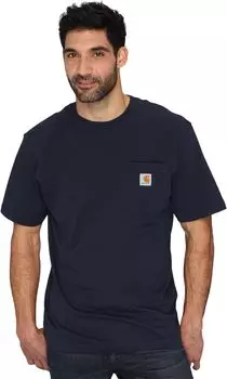 Свободная тяжелая футболка с карманами и короткими рукавами Carhartt, темно-синий