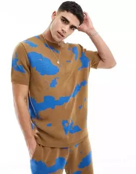 Свободная трикотажная футболка с круглым вырезом ASOS в коричневой цветовой гамме
