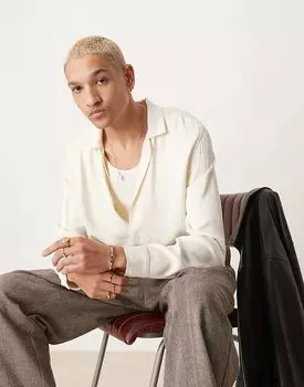 Свободная укороченная атласная рубашка белого цвета ASOS DESIGN