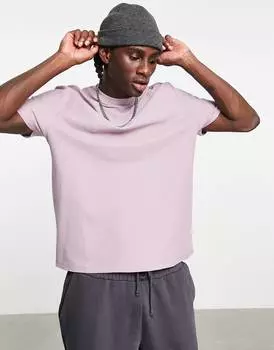 Свободная вафельная футболка фиолетового меланжевого цвета ASOS DESIGN