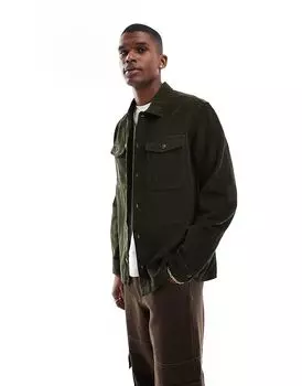 Свободная вельветовая рубашка цвета хаки Jack & Jones