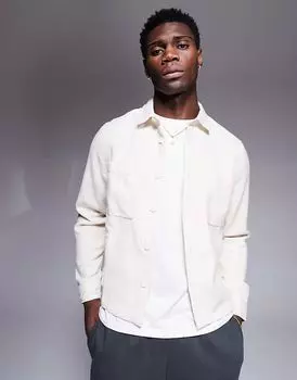 Свободная верхняя рубашка из смесовой шерсти цвета темного камня ASOS DESIGN