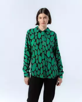 Свободная женская блузка с длинными рукавами и абстрактным принтом Victoria Niza, светло-зеленый