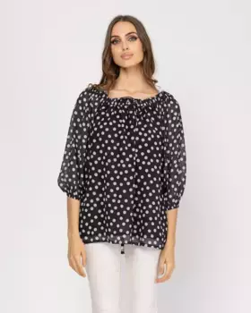 Свободная женская блузка с французским рукавом Niza, черный