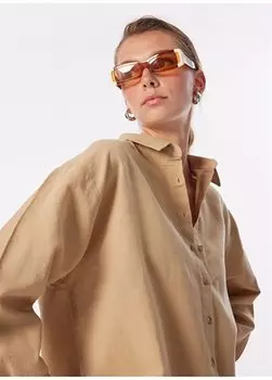 Свободная женская рубашка горчичного цвета с рубашечным воротником DT10796 Denim Trip