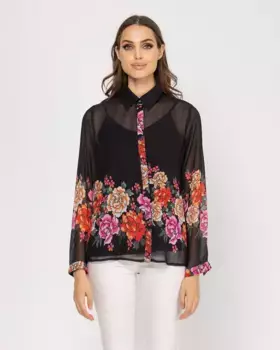 Свободная женская рубашка с длинными рукавами Niza, черный