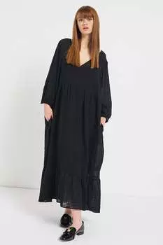 Свободное длинное платье с рельефом Gap, черный
