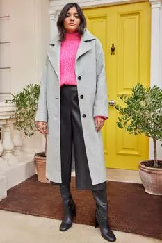 Свободное однобортное элегантное пальто Love & Roses, серый