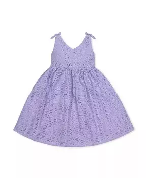 Свободное платье без рукавов с бантом и плечами для девочек, для малышей Hope & Henry, фиолетовый