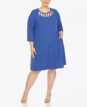 Свободное платье больших размеров с перекрещивающимся вырезом и рукавами 3/4 White Mark