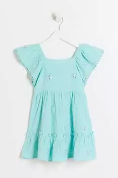 Свободное платье для девочек украшенное ромашками River Island, синий