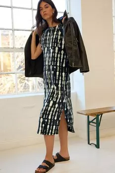 Свободное платье-футболка миди с короткими рукавами Next, черный