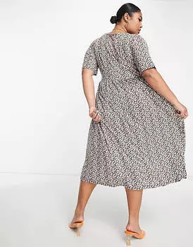 Свободное платье миди с нежным цветочным принтом Yours