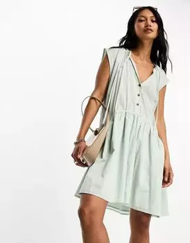 Свободное платье мини из морской пены с завязками и завязками ASOS