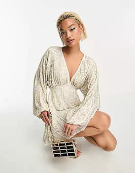 Свободное платье мини с золотой линейной отделкой ASOS DESIGN
