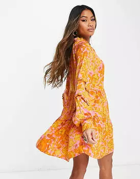 Свободное платье мини YAS с цветочным принтом