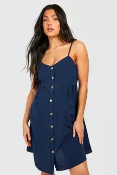 Свободное платье на пуговицах для беременных с передним карманом boohoo, темно-синий