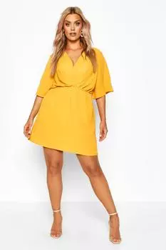 Свободное платье Plus с рукавами ангела boohoo, желтый