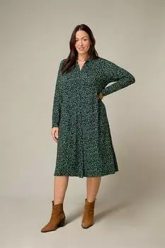 Свободное платье-рубашка из джерси с точечным принтом Live Unlimited, зеленый