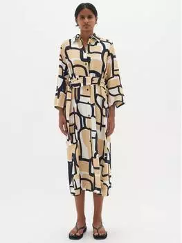 Свободное платье-рубашка миди с укороченным рукавом hecante InWear, цвет Sculpture Collage