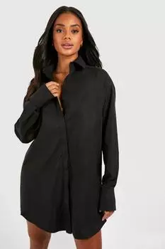 Свободное платье-рубашка свободного кроя с широкими рукавами boohoo, черный