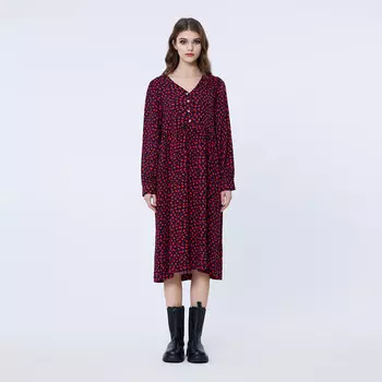 Свободное платье-рубашка в стиле ретро S&J Weekends, красный