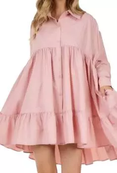 Свободное платье с длинными рукавами цвета румян CQ by CQ, красный