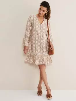 Свободное платье с геопринтом Phase Eight Kesia, цвет слоновой кости