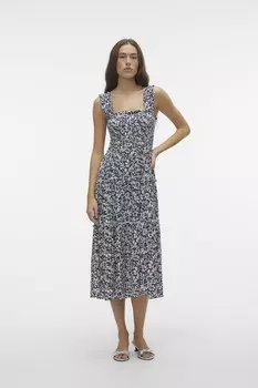 Свободное платье с принтом и квадратным вырезом Vero Moda, синий