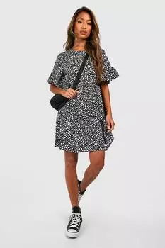Свободное платье с тканым принтом в стиле далматинца boohoo, черный