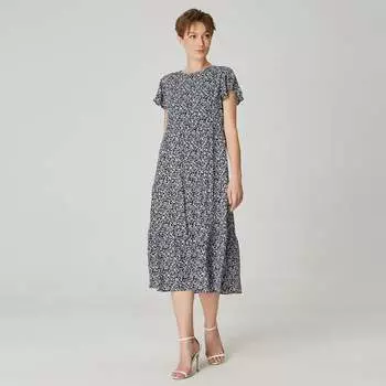 Свободное платье-туника с цветочным принтом и вырезом сзади S&J Weekends, синий