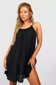 Свободное пляжное платье с веревочной отделкой boohoo, черный