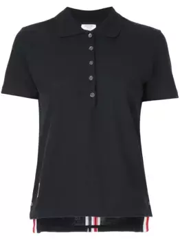 Свободное поло с короткими рукавами и кантом THOM BROWNE, синий