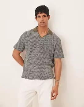 Свободное поло свободного кроя ASOS DESIGN зеленого цвета, связанное крючком