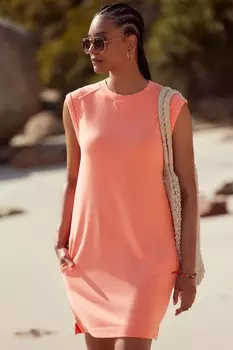 Свободное трикотажное платье с короткими рукавами Next, розовый