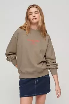Свободного кроя с круглым вырезом и вышивкой Superdry, бежевый