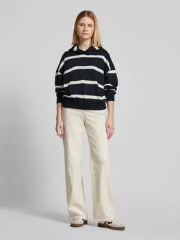 Свободного кроя толстовка с капюшоном из чистого хлопка с полосатым узором Marc O'Polo