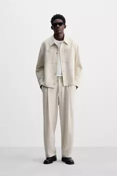 Свободного покроя рубашка ZARA, экрю