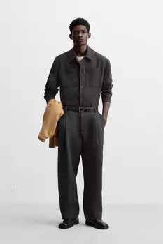 Свободного покроя рубашка ZARA, серый